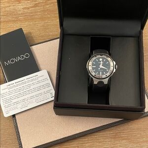 Movado Silver and Black Watch